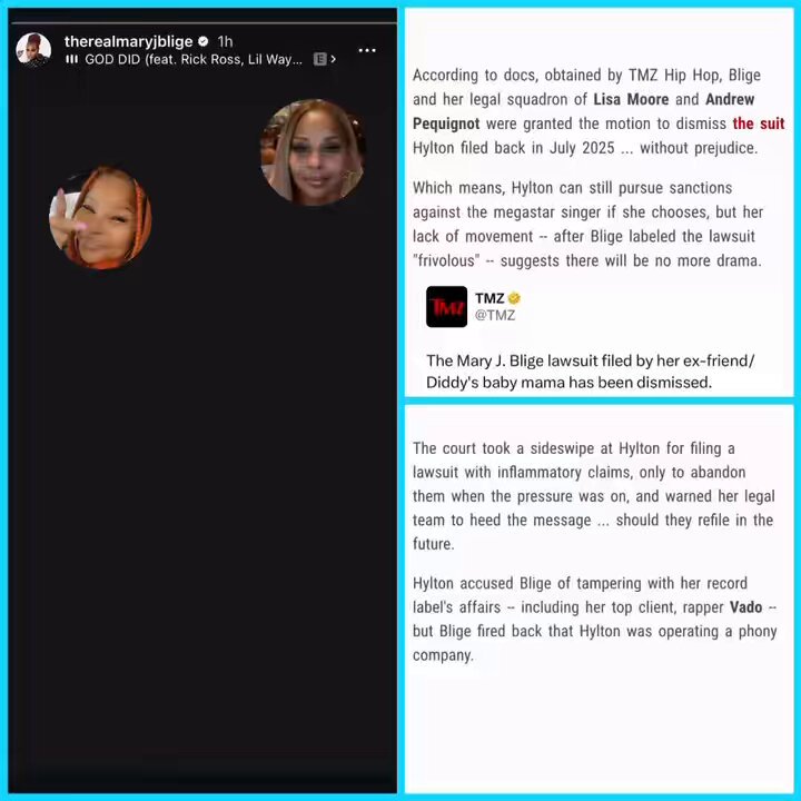 Mary J Blige with a post after Misa Hylton’s lawsuit against her gets dismissed. They were friends for over 30 years