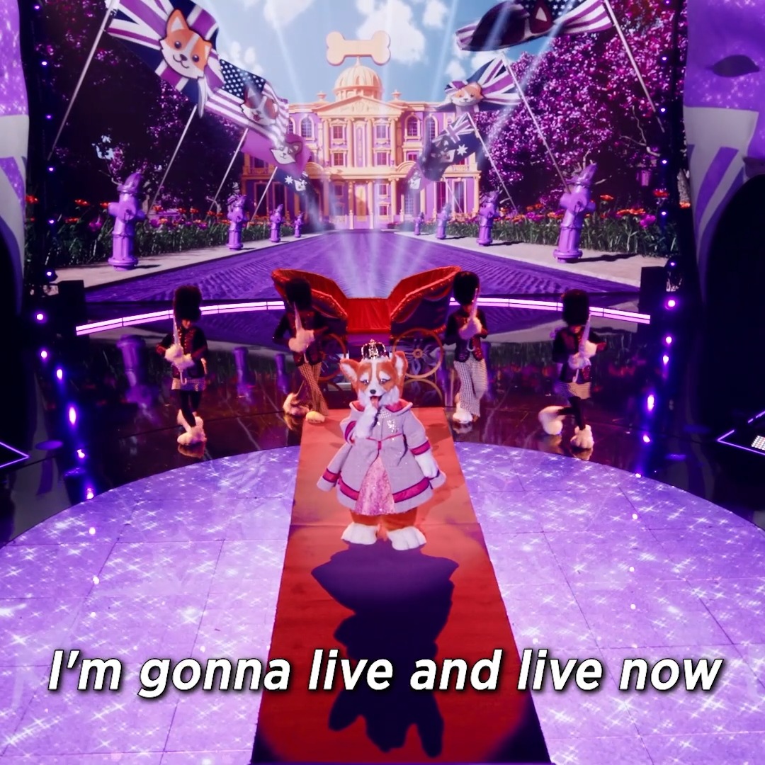 No one's getting in the way of this pup's parade! 💖👑🐾 #QueenCorgiMask #TheMaskedSinger