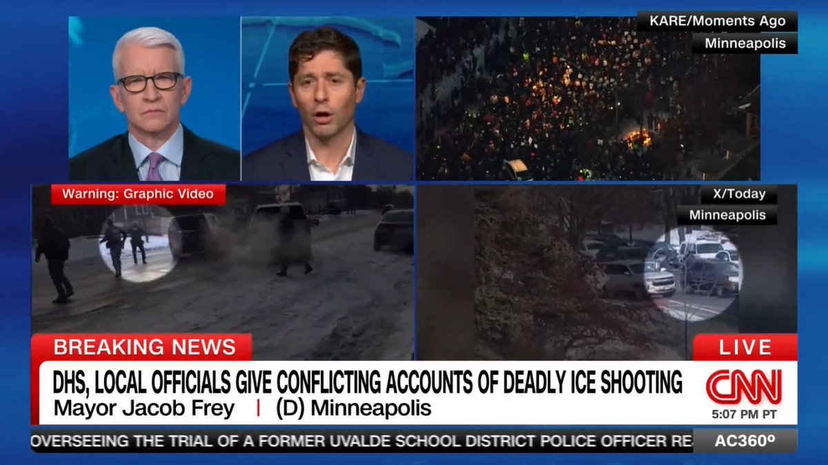 Minneapolis Mayor Jacob Frey condemns the Trump administration's narrative of a fatal ICE shooting and says his message to the agency is pure and simple, "leave."