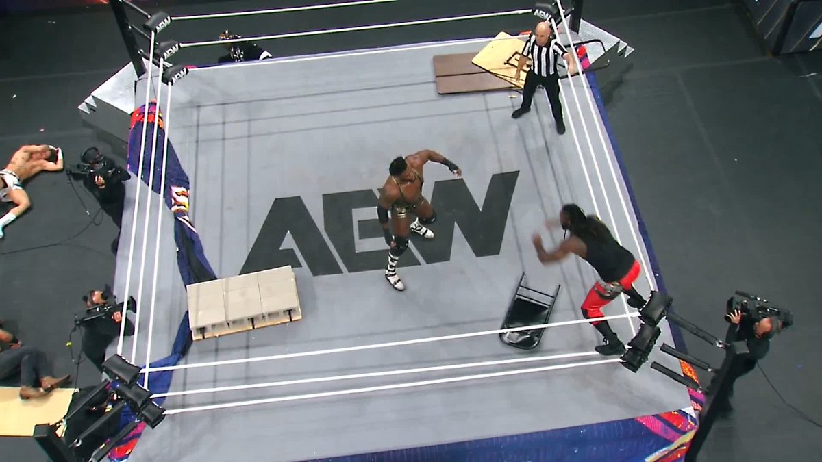 CAUGHT AND SLAMMED INTO THE CINDER BLOCKS! Watch #AEWDynamite LIVE on TBS &amp; HBO Max