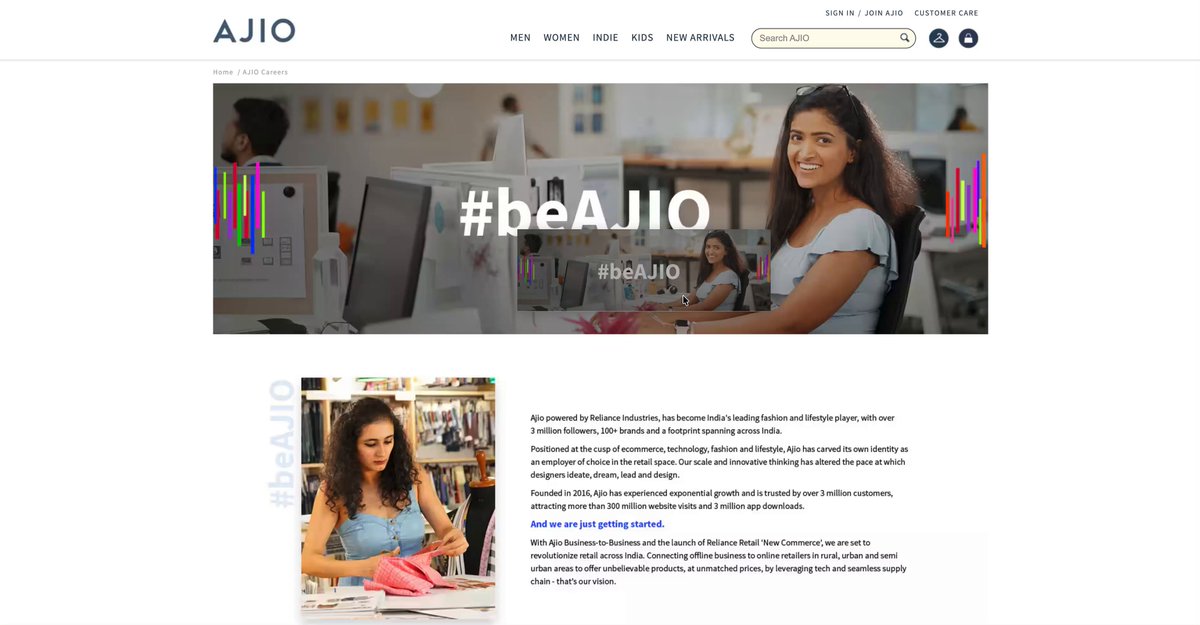 Only frontend devs will understand what's wrong with this website Can't believe this is Ajio's official website.😭