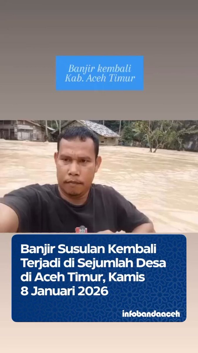 Banjir kembali merendam Sejumlah desa di Kabupaten Aceh Timur akibat tingginya curah hujan yang mengguyur wilayah tersebut. (8/1/2026)