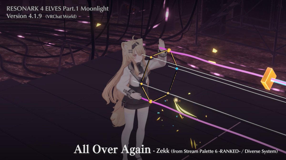 ■ RESONARK 4 ELVES v4․1․9 Update ■ VRChatワールド「RESONARK 4 ELVES Pt.1」に下記アップデートを行いました。 ・楽曲追加: All Over Again / Zekk ・譜面追加: New OveR / M-UE