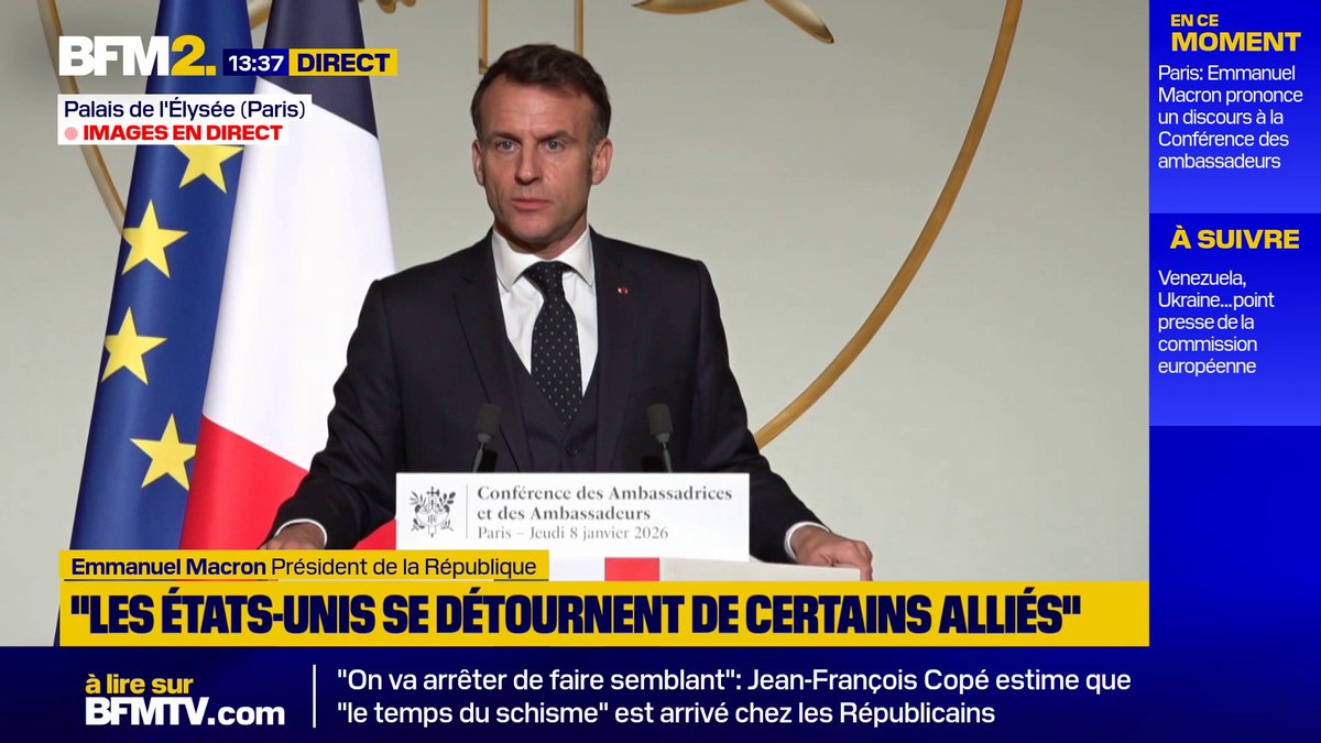 💬"Parfois on n'est pas les plus forts, souvent on n'est pas les grands mais là où l'on s'engage, on le fait" Emmanuel Macron dit refuser le "nouveau colonialisme et le nouvel impérialisme" autant que "le défaitisme" #BFM2