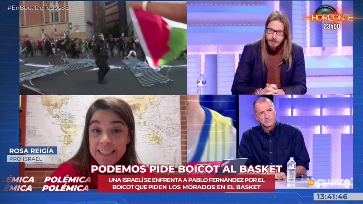 ‼️Una chica Pro Israel DESTROZA al comunista Pablo Fernández de Pudimos en #EnBocaDeTodos8E: “Estáis usando a la kale borroka como en el País Vasco y la queréis exportar a toda España. Queréis que una minoría violenta decida a dónde se puede ir o no."👇🔁