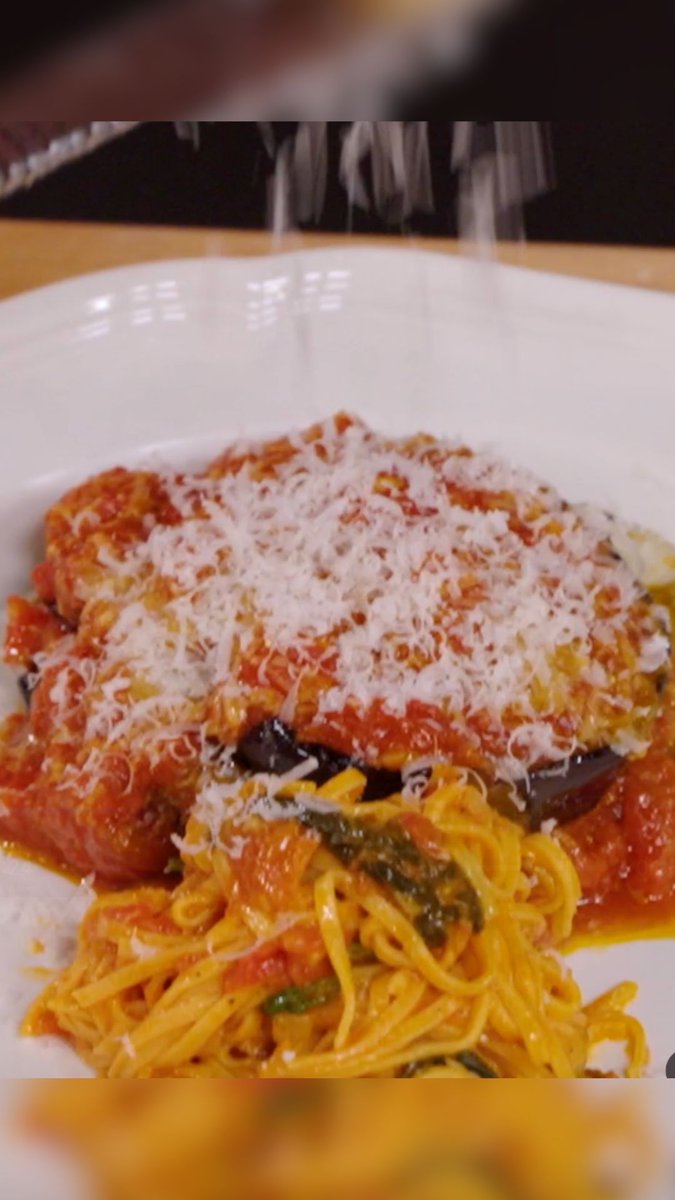 .@mastercheftd teaches her team a Sicilian-style Eggplant Parmesan served with Spaghetti al Pomodoro! See how the recruits pull off this dish on a new episode of #WorstCooks Sunday at 8|7c. Get the recipe: