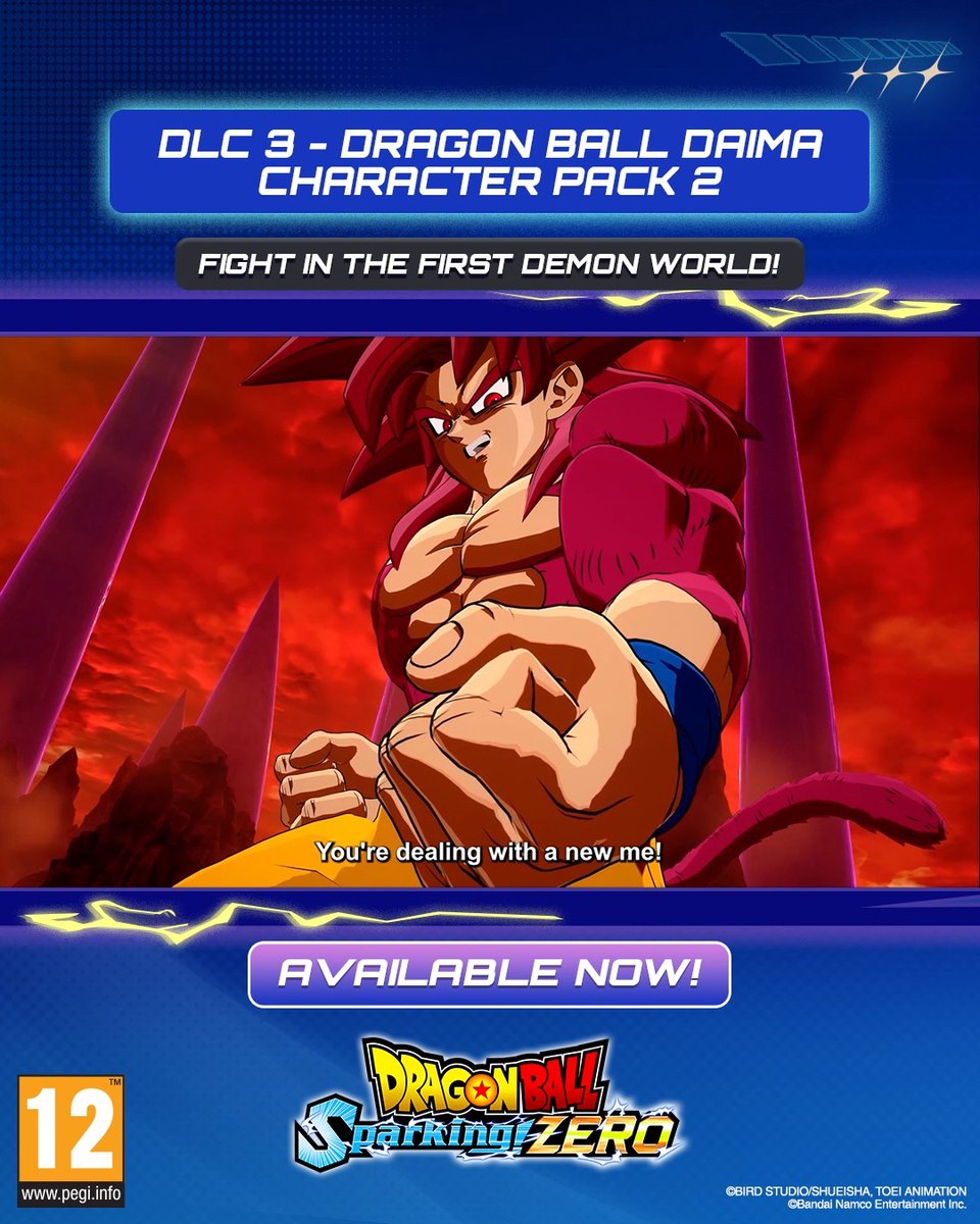 Unstoppable power has arrived in the Demon World. Dominate every fight with DRAGON BALL: Sparking! ZERO - Dragon Ball DAIMA: Character Pack 2 and awaken your inner legend. #DBSZ Head over to your favorite digital store!