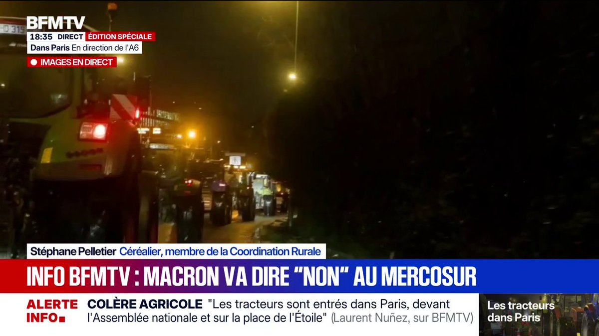 🇫🇷 ALERTE l Les agriculteurs quittent la capitale et se dirigent vers l'A6 après une journée de manifestations. Un ♥️ si tu soutiens le mouvement - Pour suivre l’actualité, suivez nous