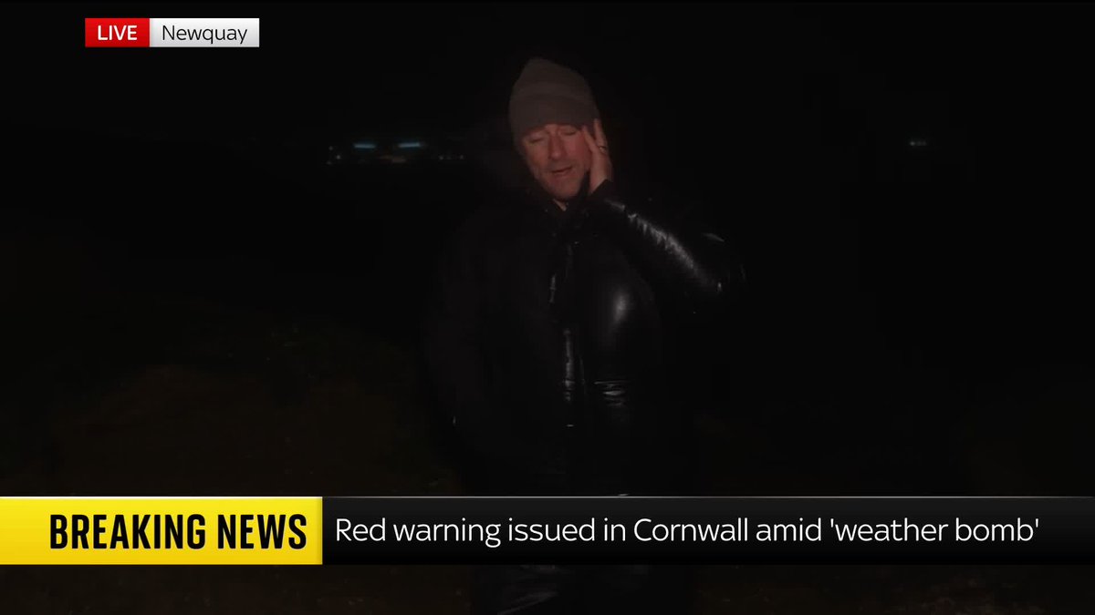 As Storm Goretti arrives in the UK, high winds are hitting Newquay, where a red 'threat to life' weather alert remains in place and almost 30,000 people are without power. Sky's Stephen Murphy reports from the Cornish town ⬇️ Weather latest: