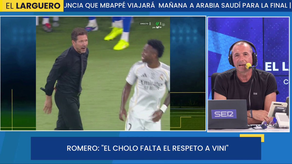 😠🗯️ @ManuCarreno critica el comportamiento del Cholo, en #ElLarguero 😤‼️ "Si la imagen es al revés, diríamos '¿qué hace Vinicius?', pues hoy toca decir ¡qué hace el Cholo!" 😡 "Habrá que decir que el Cholo se ha equivocado por mucho que sean cosas del fútbol"