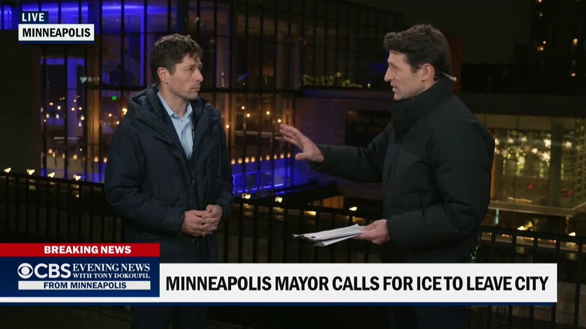 Minneapolis Mayor Jacob Frey is calling for ICE to leave the city in wake of the fatal shooting of 37-year-old Renee Good. He told @TonyDokoupil his number one priority is to “keep the people of Minneapolis safe, and we know that the underlying intention of ICE is not safety.”