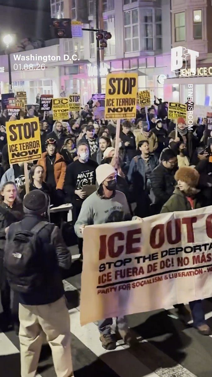 NOW: Protestors have begun marching in Washington, DC. They are demanding the arrest of Jonathan Ross, the ICE agent who shot and killed Nicole Renee Good in Minneapolis yesterday. Reports of around 1,000 in the streets.
