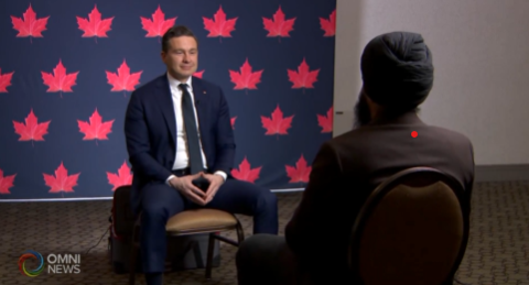 .Pierre Poilievre is in Surrey today ahead of a convention that could decide his leadership future. With 3 extortion shootings in LMD in just 2 days, this is what he said when asked about transnational repression & foreign interference linked to extortion targeting Sikh & Punjabi businesses. #cdnpoli