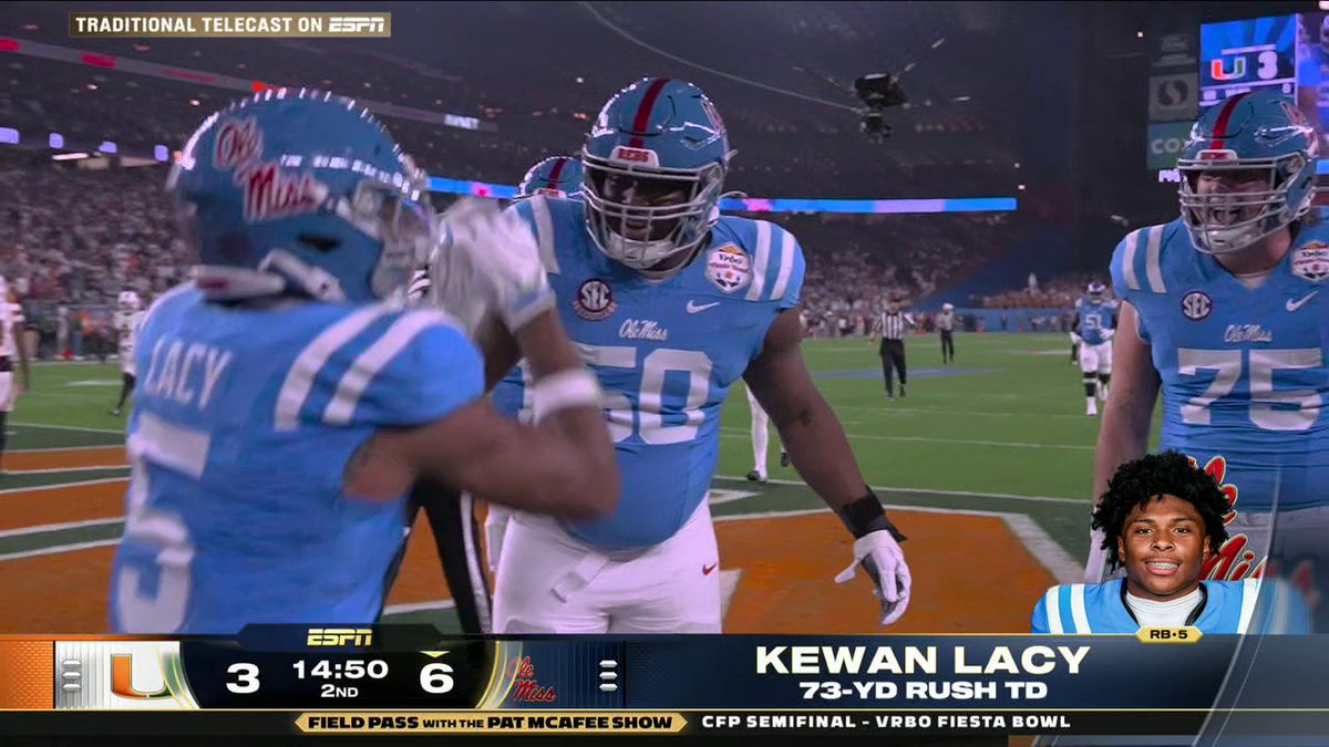 KEWAN LACY STARTS OFF THE CFP SEMIFINALS HOT 🔥 Watch the CFP semifinals Field Pass presented by Pat McAfee on ESPN2 and the ESPN App ➡️
