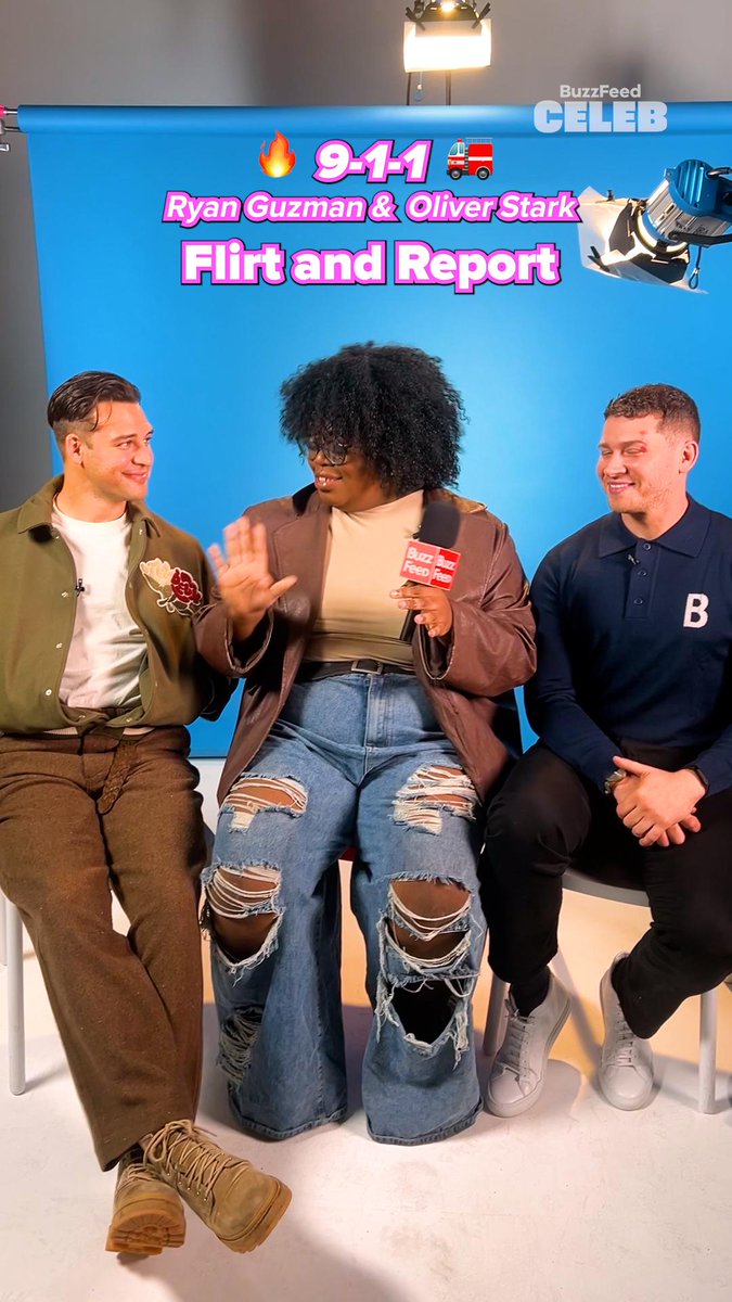 I'm on fire 🥵🔥 someone call the fire department 😏 Watch Oliver Stark, Ryan Guzman, and Aisha Hinds play with puppies here: #flirtandreport #911onabc #oliverstark #ryanguzman