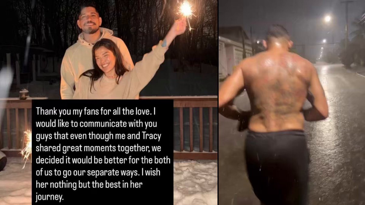 Alex Pereira running in the rain after his devastating break up with Tracy Cortez 💔
