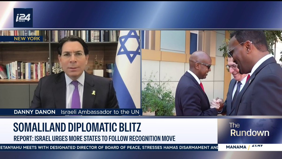 "‘I believe more countries will join the recognition of Somaliland," Israeli Ambassador to the UN Danny Danon Danny Danon 🇮🇱 דני דנון sits down with Benita Levin Benita Levin on #TheRundown 👉Don't miss the full interview on Youtube