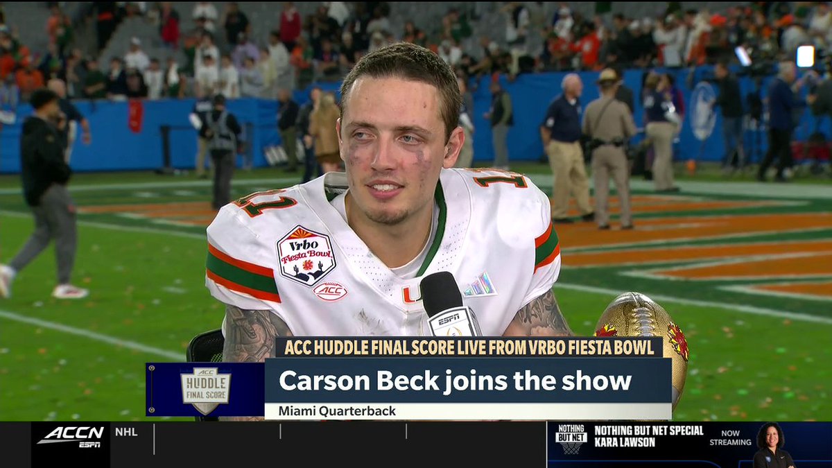 “We got 3 minutes for the rest of our life. Nothing else matters … I promise y’all we’re going to go down to score and win this game.” Carson Beck on his message to his teammates before Miami Hurricanes Football's game-winning TD drive 🔥