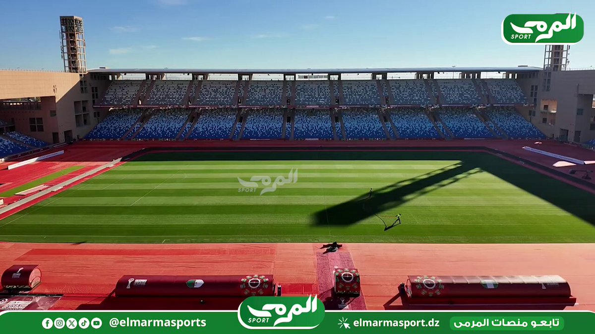 🏟️🇲🇦La pelouse du Grand Stade de Marrakech, à 24h du quart de finale de la CAN 2025 entre l’Algérie et le Nigeria. 🎱🤩