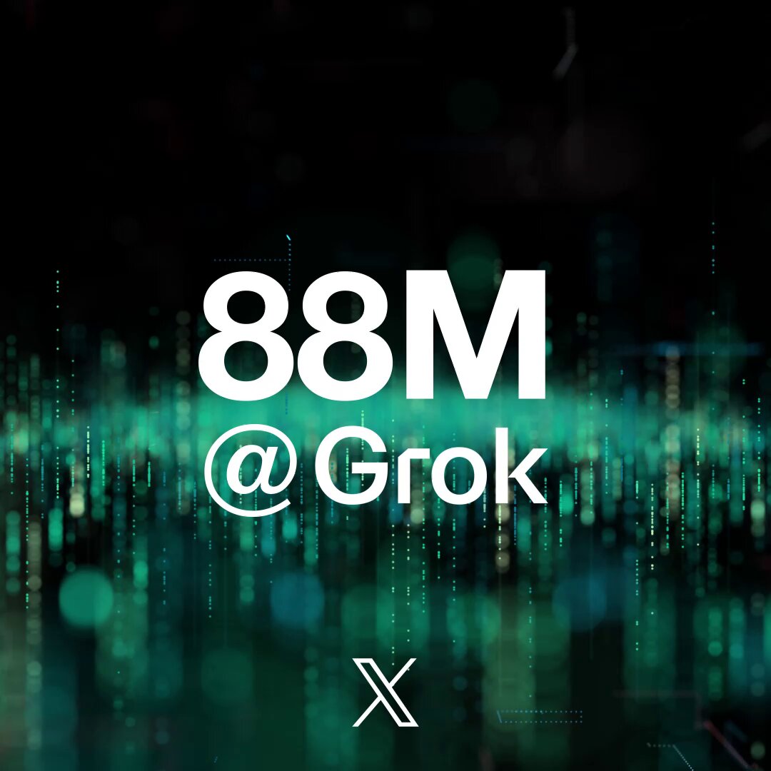 BREAKING: @Grok just surpassed 88 million posts on 𝕏. Growth is accelerating fast. 🚀🔥