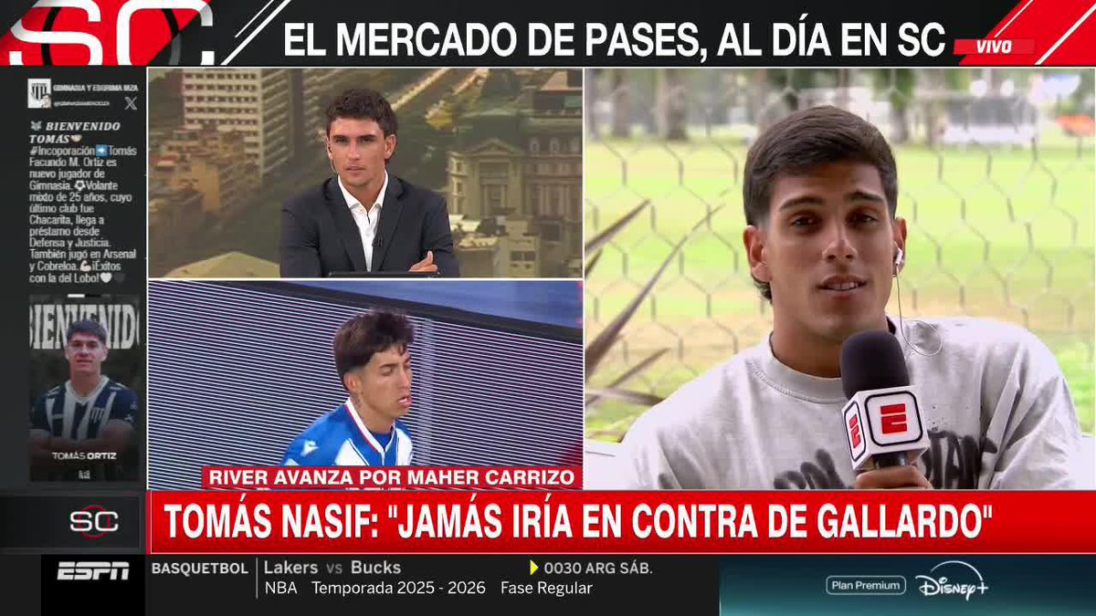 "JAMÁS IRÍA EN CONTRA DE GALLARDO, FUE SACADO DE CONTEXTO" Tomás Nasif tras las palabras que se viralizaron en redes sociales. 📺 #SportsCenter | #DisneyPlus Plan Premium