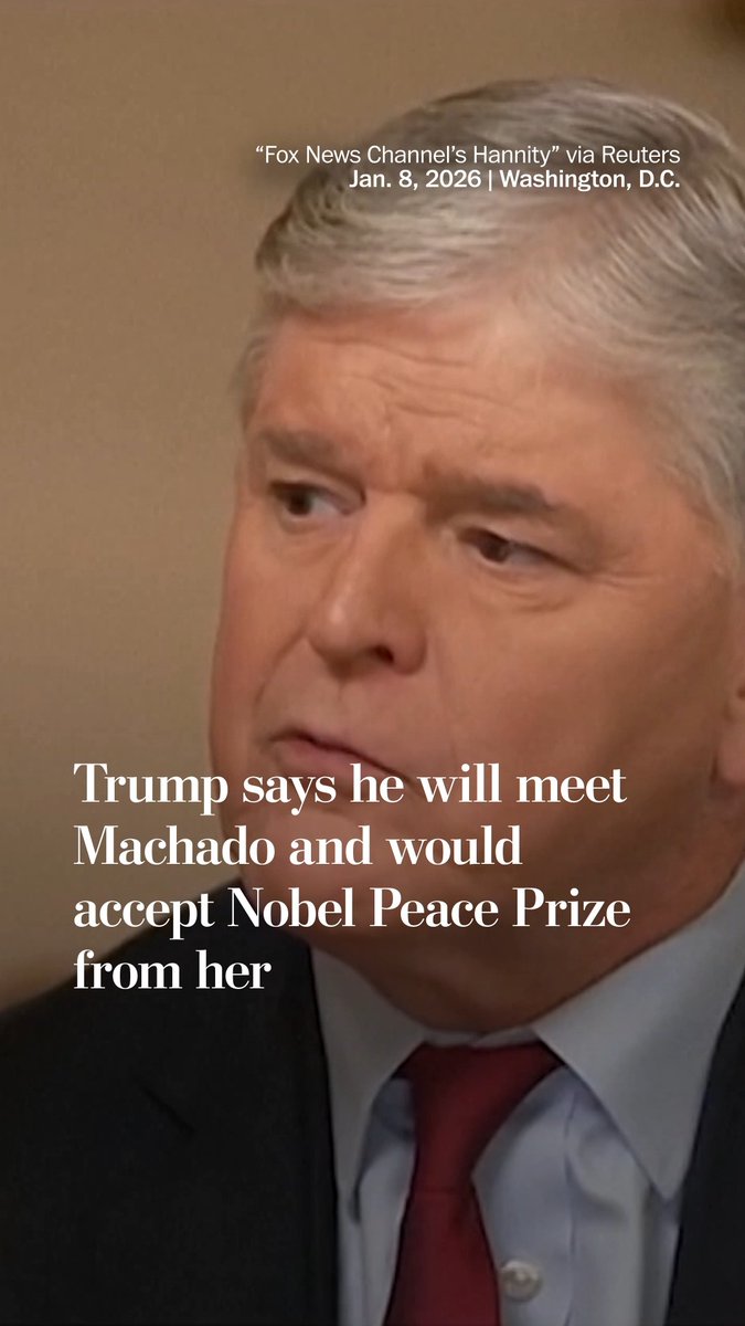 President Trump said he will meet with Nobel Peace Prize winner María Corina Machado next week — and that he would accept the award she said she wants to share with him.