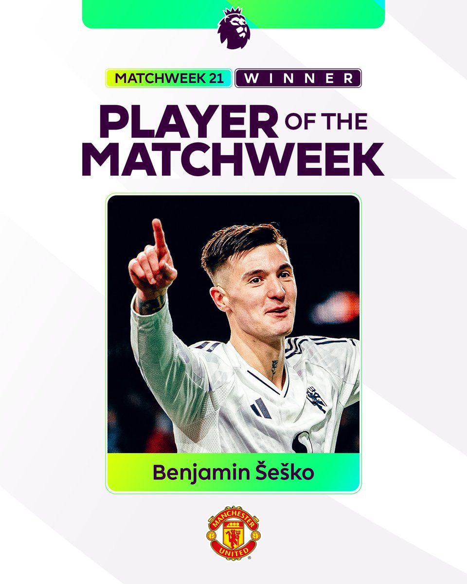 A double within 10 minutes for Benjamin Sesko at Turf Moor 🔴 The Manchester United striker is your Player of the Matchweek 👏