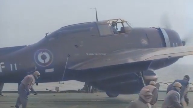 Some pretty cool shots of rare Avenger mods, TBM-3S2's(killer) and TBM-3W2's(hunter), flown by sub "Hunter/Killer" teams from Flottille 9F of the French Navy aboard the French carrier Arromanches during NATO Exercise Medflex Dragon in April of 1956.🫡