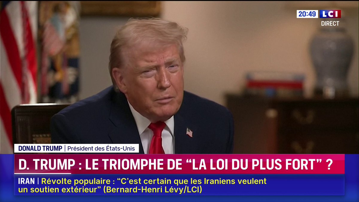 🗣️ "Nous sommes dans une époque folle, et nous avons aujourd'hui un pays qui est le leader du monde libre et qui est en train de perdre la tête" : Bernard-Henri Lévy, réagit aux récents propos de Donald Trump sur le Venezuela 📺 Un Œil sur le Monde sur LCI