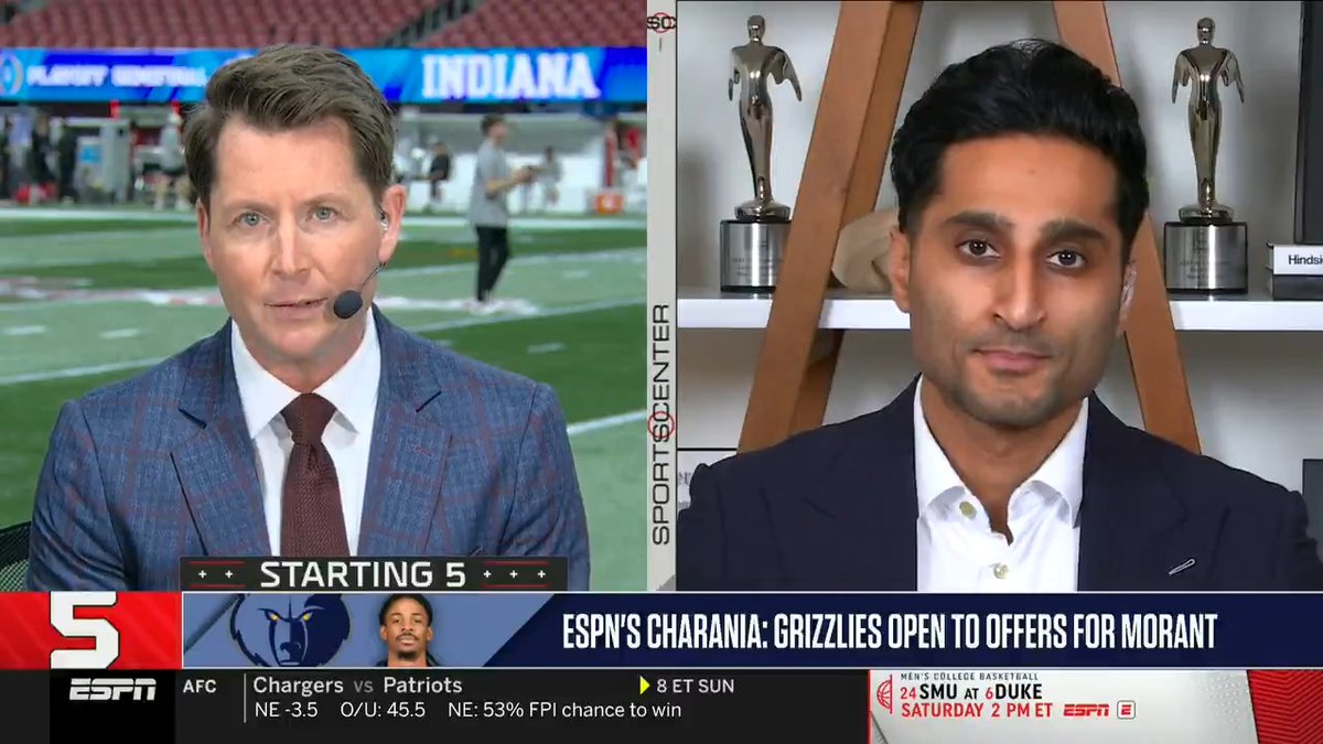 Reporting for SportsCenter on the Memphis Grizzlies listening to trade offers for star guard Ja Morant: