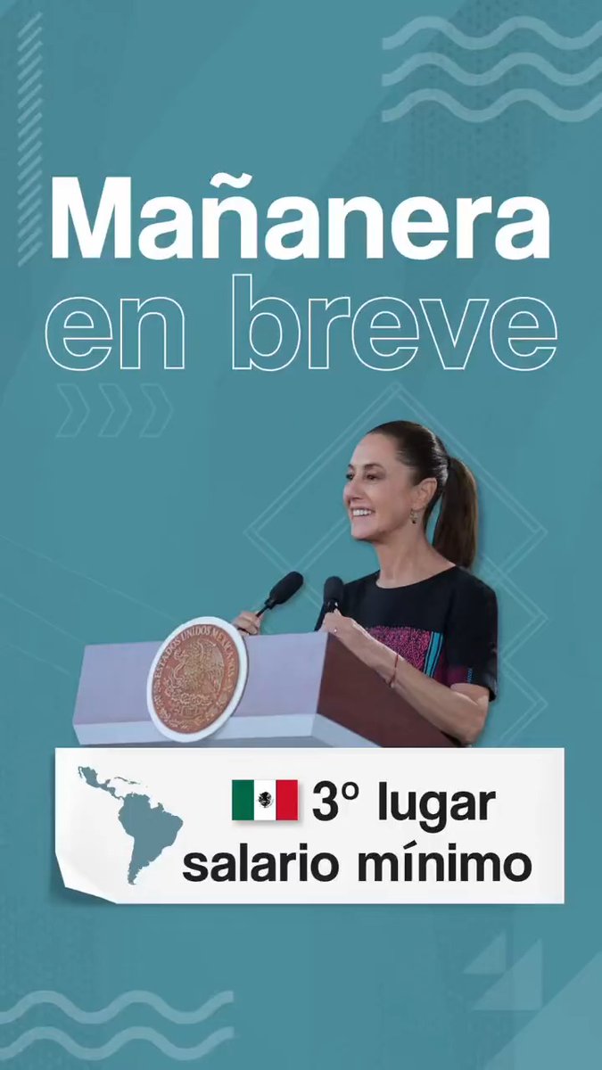 La #MañaneraEnBreve de la presidenta Claudia Sheinbaum Pardo desde Acapulco, Guerrero: 👷🏻 México, tercer lugar en salario mínimo de América Latina. 📉 Baja 65 por ciento homicidio doloso en Guerrero. 🏖️ Acapulco se transforma contigo reactiva bahía histórica.