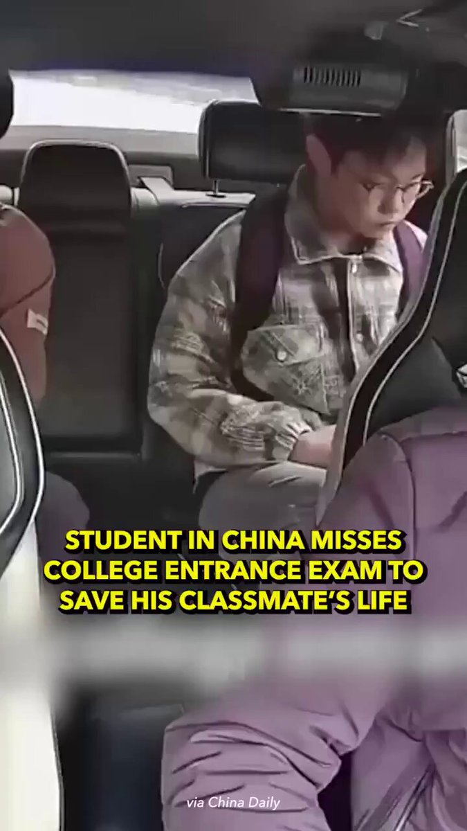 Chinese teen skips college entrance exam to save classmate from heart attack. 18 year old Jiang Zhaopeng performed CPR for 20+ mins, reviving his friend after 30 mins without pulse.