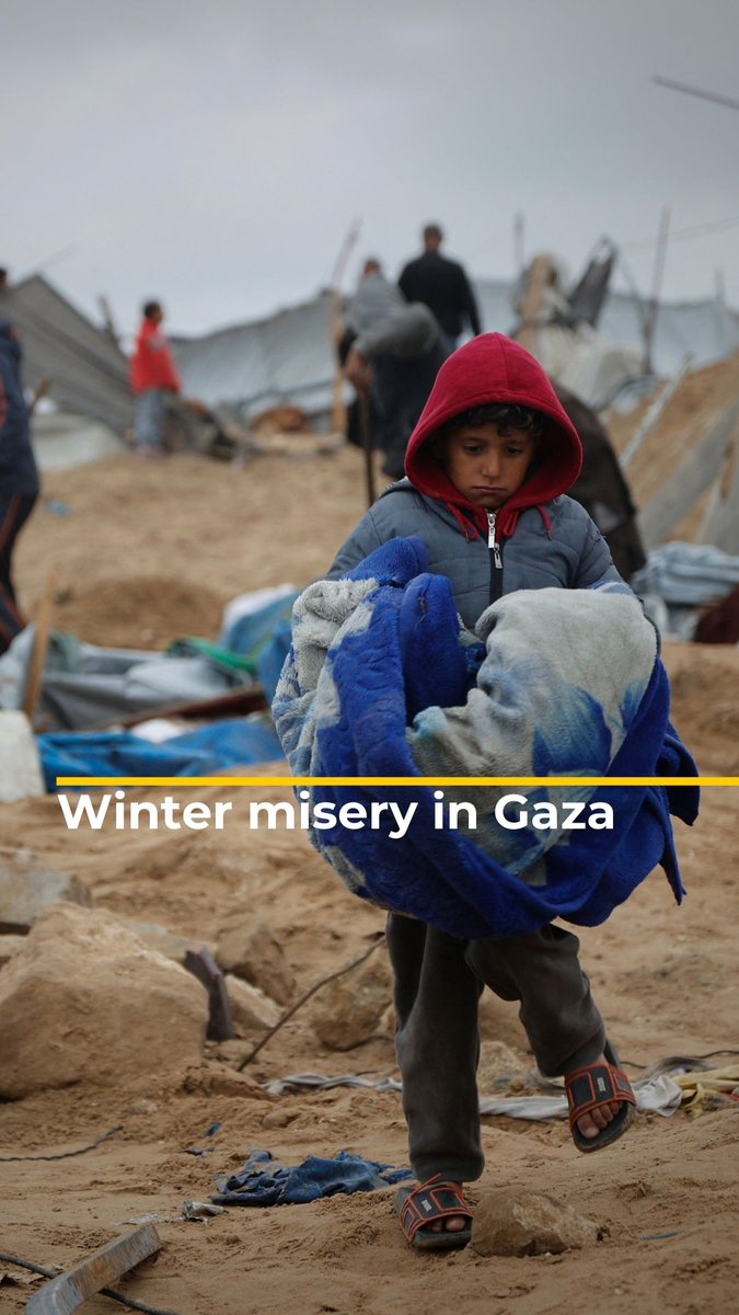 "The situation is catastrophic." Al Jazeera’s Hind Khoudary reports on the worsening conditions in Gaza, where Palestinians living in tents have little protection from strong winds and rain, as Israel limits the number of tents and sustainable shelters entering the Strip.