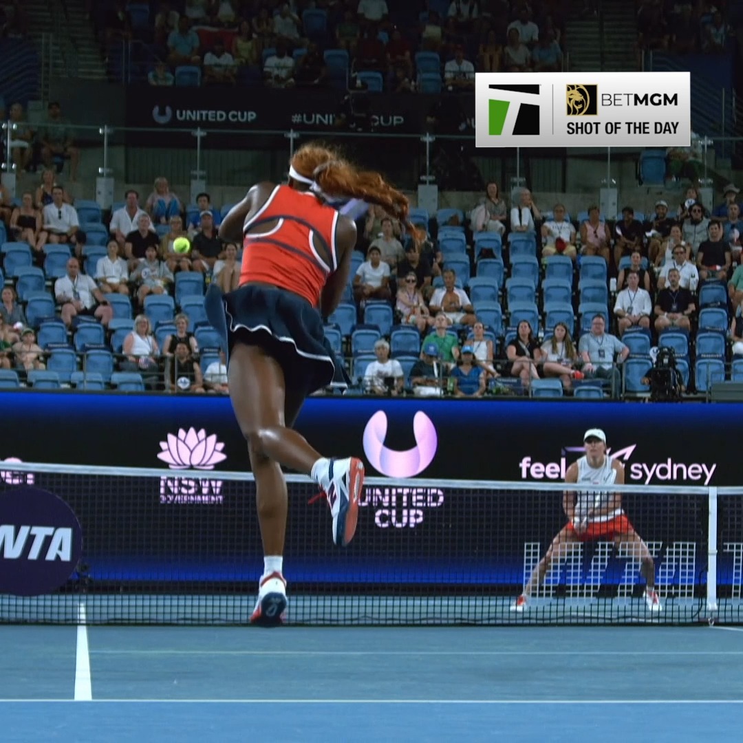 This point from Coco Gauff left us speechless 🫢 ... it also earned our title of BetMGM 🦁 Shot of the Day 🥵 🦾 #UnitedCup