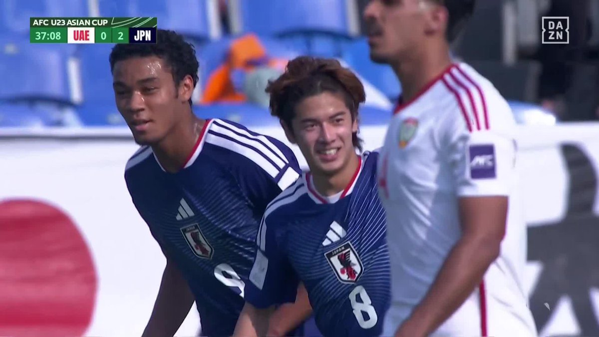 上手い、うますぎる! 巧みな身のこなしから圧巻の右足ゴラッソ⚡️ 🇯🇵大関友翔の2試合連続ゴールでリードを広げる‼️ 🏆AFC U23 アジアカップ 🆚UAE×日本 📺 DAZN ライブ配信中 #U23アジアカップ #だったらDAZN