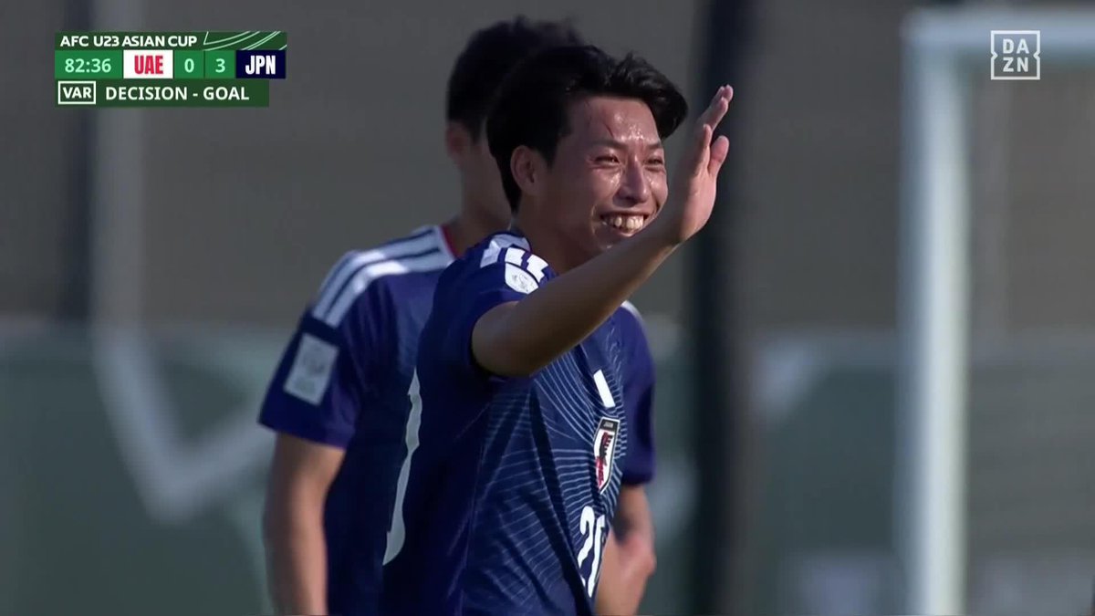 セットプレーから3点目 🇯🇵古谷柊介 CKからヘディング弾 VARチェック後、ゴールが認定される👍️ 🏆AFC U23 アジアカップ 🆚UAE×日本 📺 DAZN ライブ配信中 #U23アジアカップ #だったらDAZN