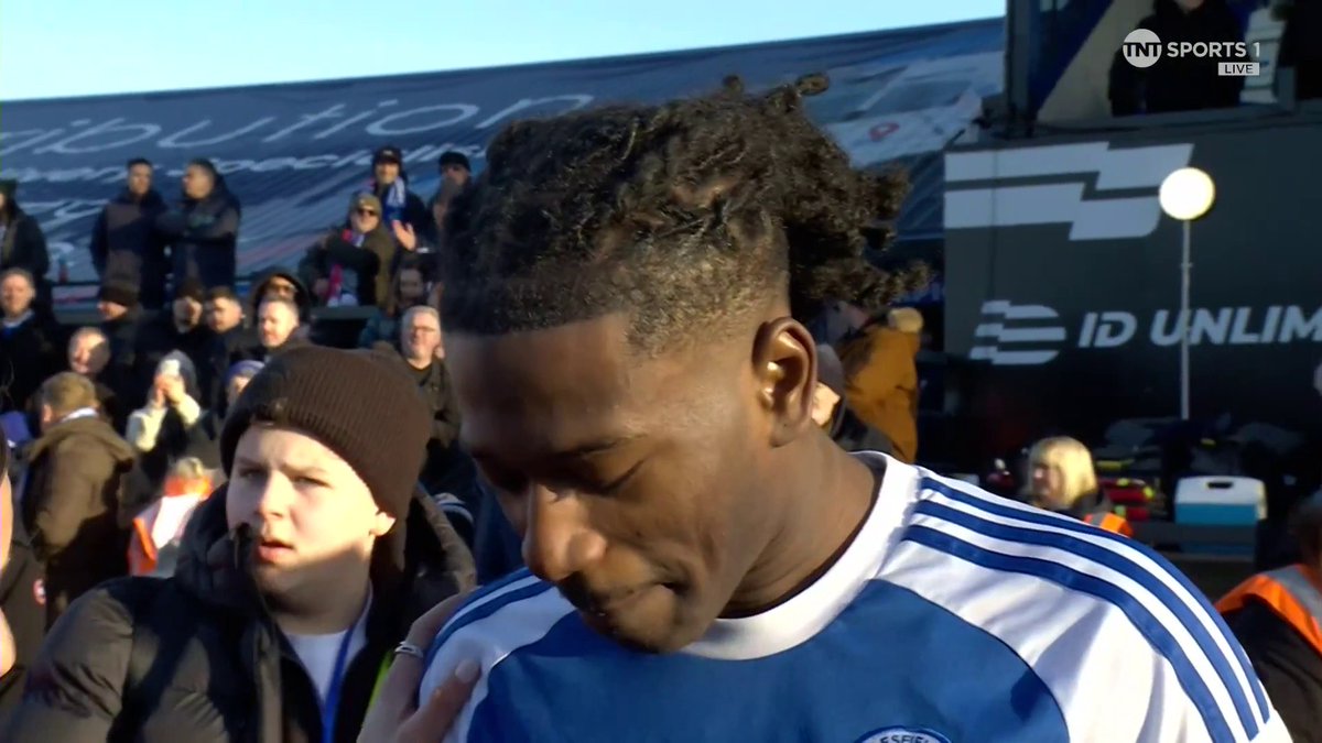 "I was thinking about it when the final whistle went, Ethan was here" ❤️ Isaac Buckley-Ricketts dedicates Macclesfield FC's victory over Crystal Palace to Ethan McLeod who sadly passed away last month. 🎙️ Olivia Buzaglo | 📺 TNT Sports &amp; discovery+ UK