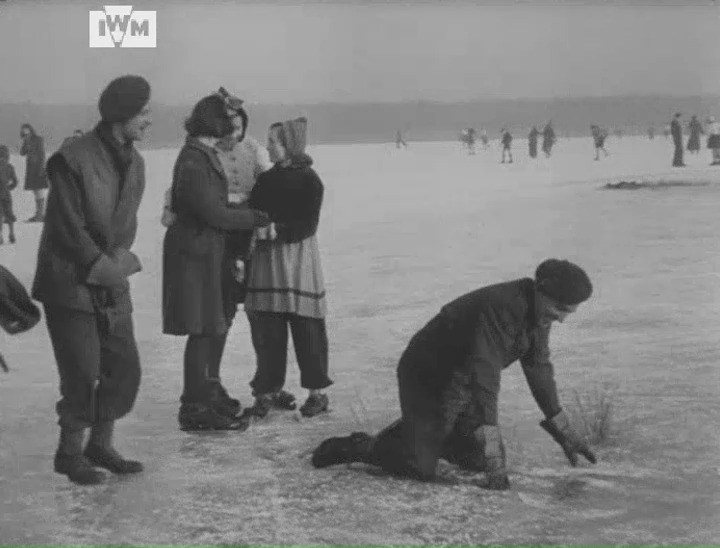 British soldiers filmed ice skating with Dutch civilians at Deurne, 27 December 1944. You can find the full footage, shot by the Army Film and Photographic Unit, on our website here: Film: IWM A70 222-2
