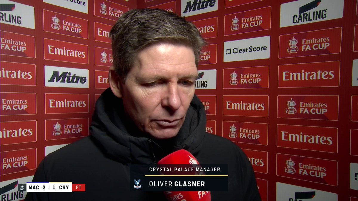 "I think if we played with our U21s team, they would do better than we did today." 😬 Oliver Glasner gives his verdict on a disappointing loss in the FA Cup 🗣️ 🎙️ Olivia Buzaglo | 📺 TNT Sports &amp; discovery+ UK