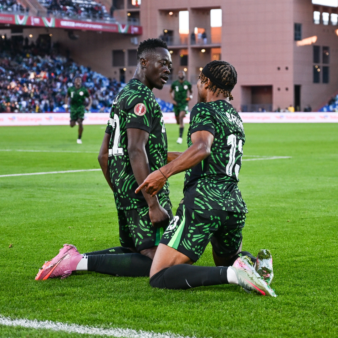When the second goes in, the knees come out. Akor Adams. 🇳🇬 #TotalEnergiesAFCON2025 | #WeCelebrateDifferent