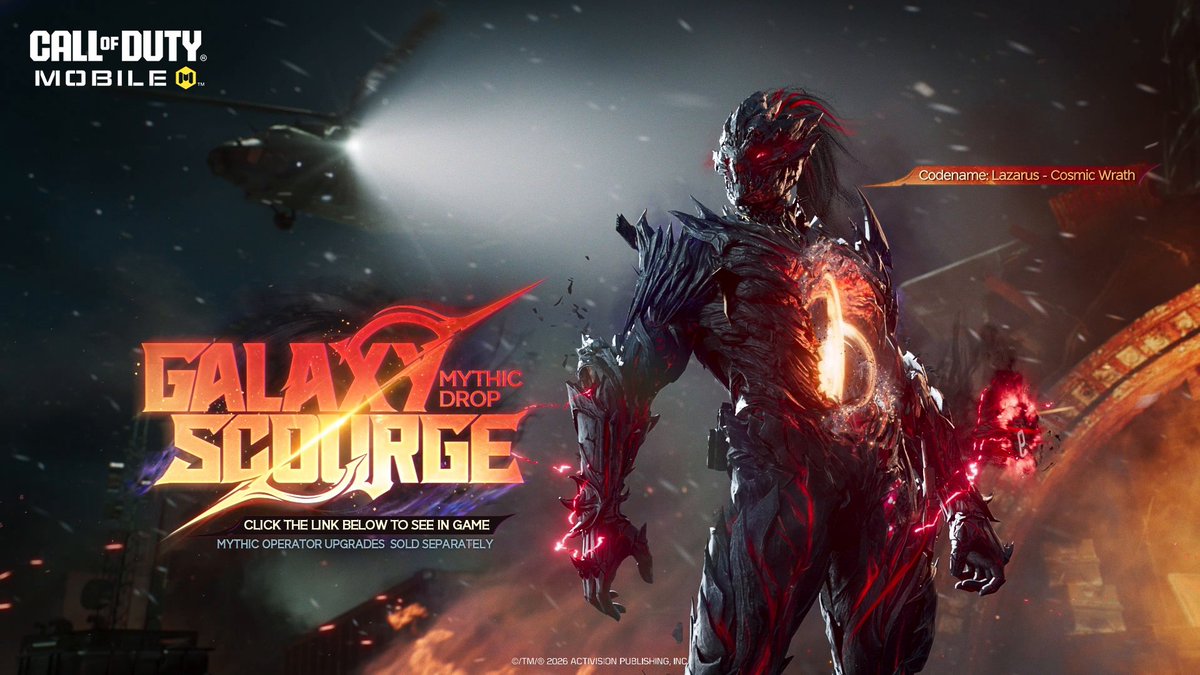 The universe bends to him 🪐 Unlock Mythic Codename: Lazarus - Cosmic Wrath in the Galaxy Scourge Mythic Drop on Thursday, January 15th at 4 PM PT!