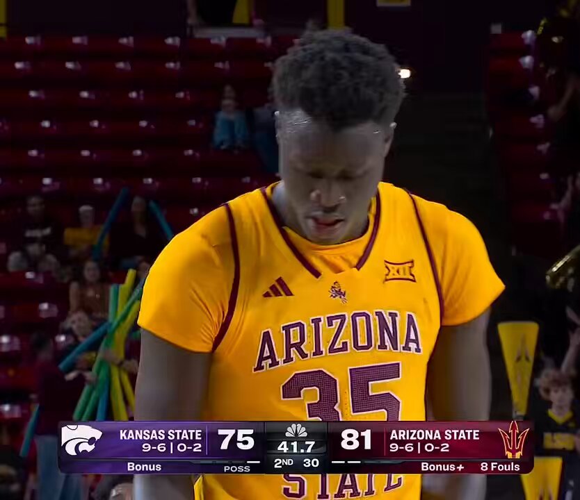 🇸🇳 7’1 C Massamba Diop has been DOMINANT for Arizona State in conference play!! In 3 games vs. Big 12 competition, the freshman is averaging: • 21.0 PPG • 7.0 RPG • 4.0 BLK • 71.9% FG EYE POPPING numbers from Diop, who was huge today in ASU’s win over Kansas State. The Sun Devils are +21.7 PTS better per 100 possessions with Diop on the floor, a differential that ranks in the 93rd percentile of all D1 players. Big time talent!! Sun Devil Daily PHNX Sun Devils Chris Karpman DevilsDigest.com ASU Hoops Central No Ceilings Maxwell Baumbach Ben Pfeifer Chucking Darts NBA & Draft Podcast James Barlowe
