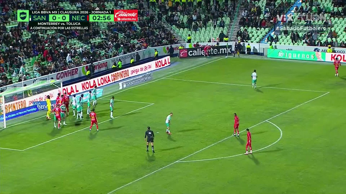 En la primera oportunidad de tiro de esquina, Necaxa demuestra el trabajo de táctica fija, llevando 3 futbolistas a primer poste y cerrándole el espacio a Carlos Acevedo. Más que un error del arquero es una virtud en la estrategia de Rayos.