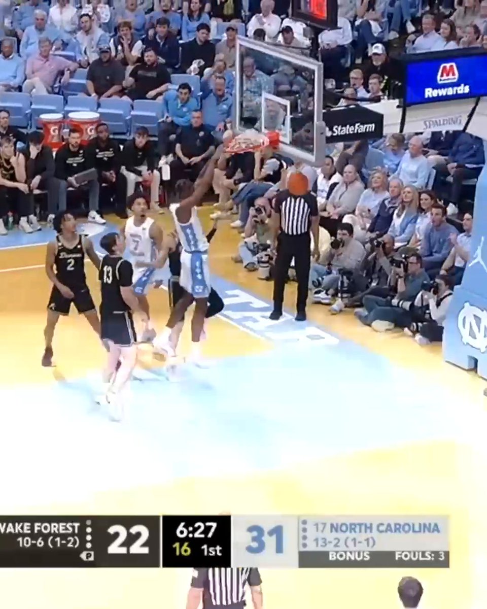 Freshman Caleb Wilson was DUNKING EVERYTHING ๐ฅ No. 17 North Carolina holds on for the win against Wake Forest ๐ค