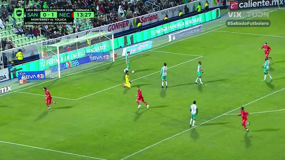 QUÉ GOL DE NECAXA Rosero centra y lo que vale el gol es lo Badaloni: Control de pecho dirigido y antes que el balón toque el césped, zurdazo brutal que vence a Acevedo. GOL, GOLAZO.
