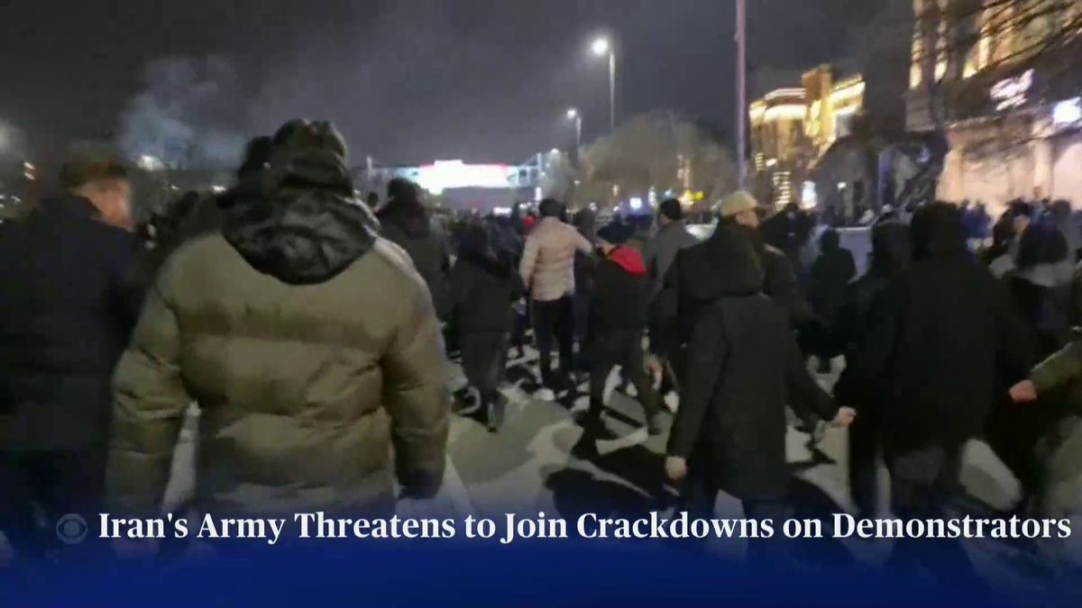 Iran's army is threatening to join the crackdown on protesters as demonstrations against the regime grow and the death toll mounts. Huge crowds have taken to the streets across the Islamic Republic. Iran's Revolutionary Guard calls them "terrorists."