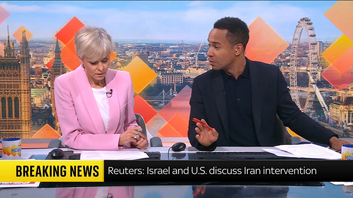 BREAKING: According to reports, Israel and US are discussing the possibility of a US intervention in Iran 📺 Sky 501, Virgin 602, Freeview 233 and YouTube