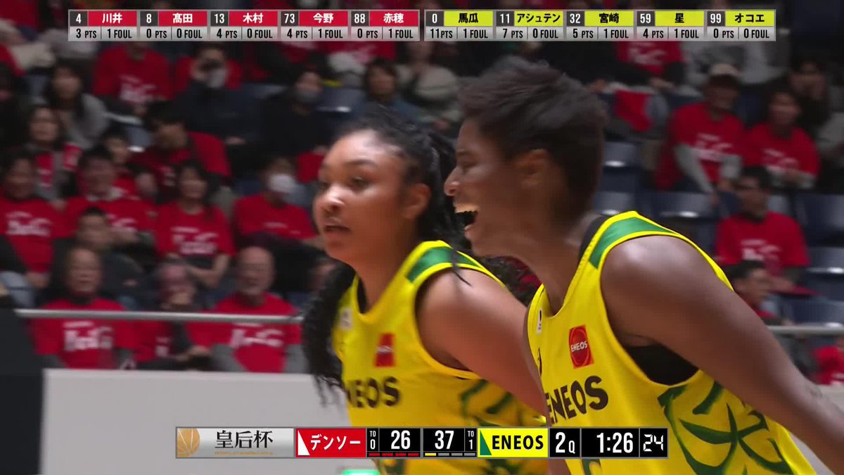 🎙️「これがエブリン！これが皇后杯の強さ！」 前半で14得点をあげる馬瓜エブリン！ Evelyn Mawuli 馬瓜エブリン ENEOSサンフラワーズ🌻ENEOS Sunflowers【公式】 📺NHK Eテレで生中継 📡バスケットLIVEで生配信中 #皇后杯バスケ #バスケで日本を元気に