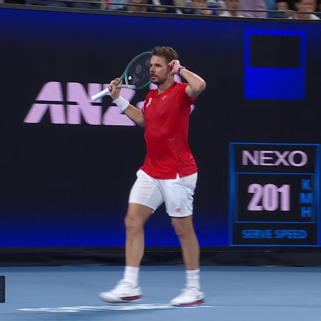 Working the crowd like a BOSS 🫵 Stanislas Wawrinka #UnitedCup