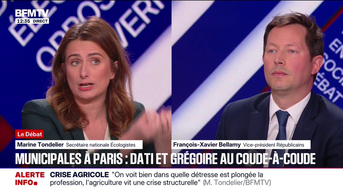 Municipales 2026: pour François-Xavier Bellamy "sortir la gauche, c'est la priorité pour Paris", Marine Tondelier déplore "du dégagisme"